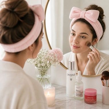 Bentita plusata cu dantela si fundita pentru cosmetica, roz 5