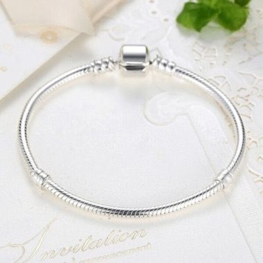 Bratara flexibila pentru charms din aliaj placat cu argint, 18 cm, KRASSUS 4