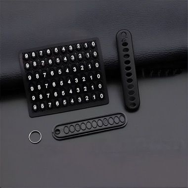 Breloc chei 3 in 1 cu fisa carucior si placuta cu numar de telefon, negru 3