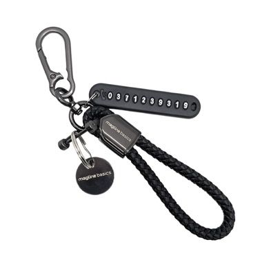 Breloc chei 3 in 1 cu fisa carucior si placuta cu numar de telefon, negru 6