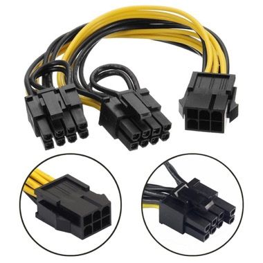 Cablu adaptor alimentare PCI-E 6 pini mama la 2 x 8 pini (6+2) tata, 20 cm 2