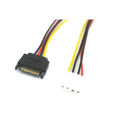 Cablu adaptor alimentare SATA 15 pini tata la Molex 4 pini mama, cupru, 20 cm 3
