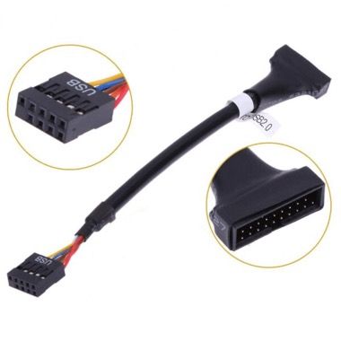 Cablu adaptor USB 3.0 20 pini tata la USB 2.0 9 pini mama pentru placa de baza, 12 cm 2