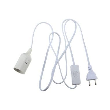 Cablu cu dulie E27 si stecher, intrerupator on/off, 220V, 1.8 m, alb