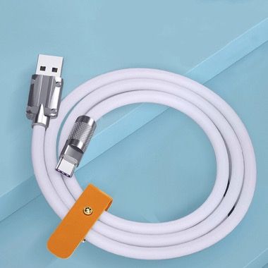 Cablu de incarcare rapida USB la USB-C 6A 120W, silicon moale, 1,5 m, alb 2