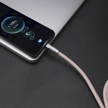 Cablu de incarcare rapida USB la USB-C 6A 120W, silicon moale, 1,5 m, alb 3