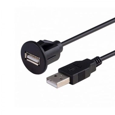 Cablu prelungitor USB 2.0 tata la mama, rezistent la apa, cu suport de prindere, 1 m, negru