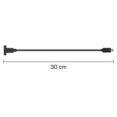 Cablu prelungitor USB-C tata la mama cu prindere pe panou, 30 cm, negru 5