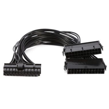 Cablu splitter ATX 24 pini pentru 2 surse (dual PSU), gaming si minat, 30 cm