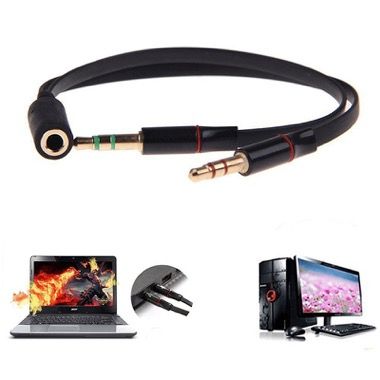 Cablu splitter audio Jack 3.5 mm la casti si microfon separat, 19 cm 3