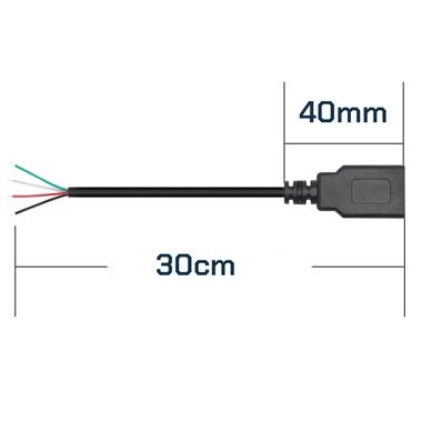 Cablu USB A 2.0 mama la 4 fire deschise, 25 cm, negru 3