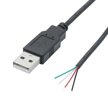 Cablu USB A 2.0 tata la 4 fire deschise, 25 cm, negru