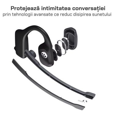 Casti Bluetooth Air X3 open ear cu conductie prin aer, microfon ENC si IPX5, negru 3