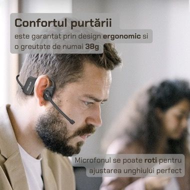 Casti Bluetooth Air X3 open ear cu conductie prin aer, microfon ENC si IPX5, negru 4