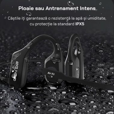 Casti Bluetooth Air X3 open ear cu conductie prin aer, microfon ENC si IPX5, negru 7