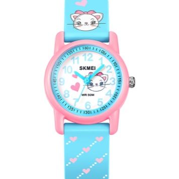 Ceas copii sport SKMEI 2157, analog, waterproof 5ATM, bratara silicon model inghetata, albastru cu roz 2