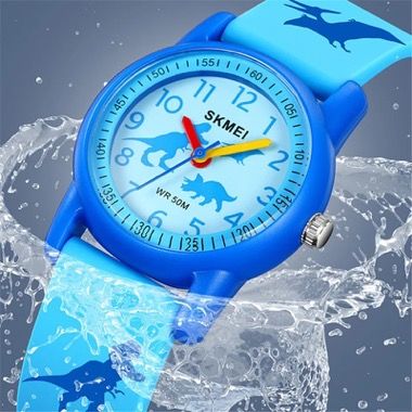 Ceas copii sport SKMEI 2157, analog, waterproof 5ATM, bratara silicon model inghetata, albastru cu roz 4