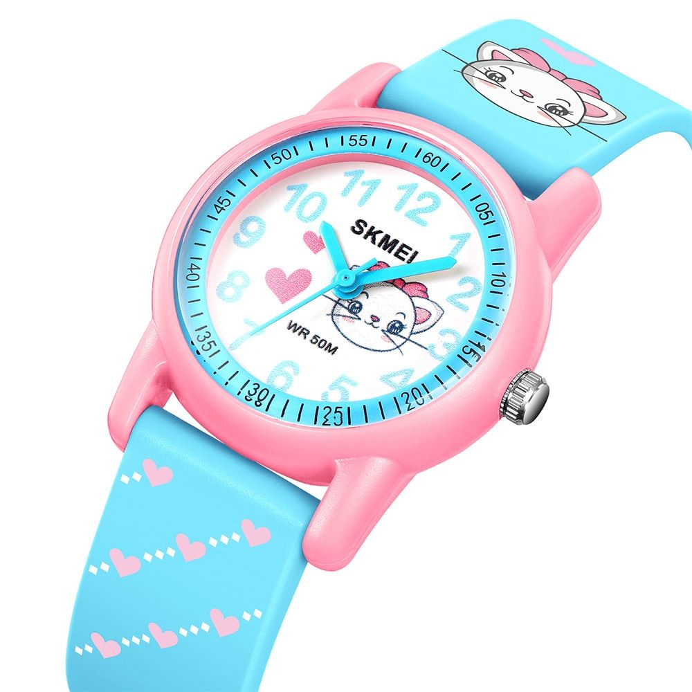 Ceas copii sport SKMEI 2157, analog, waterproof 5ATM, bratara silicon model masina retro, albastru cu galben 3