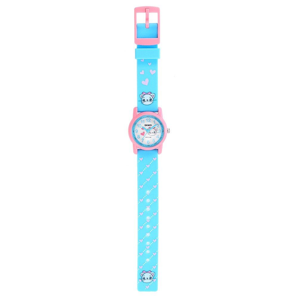 Ceas copii sport SKMEI 2157, analog, waterproof 5ATM, bratara silicon model masina retro, albastru cu galben 4