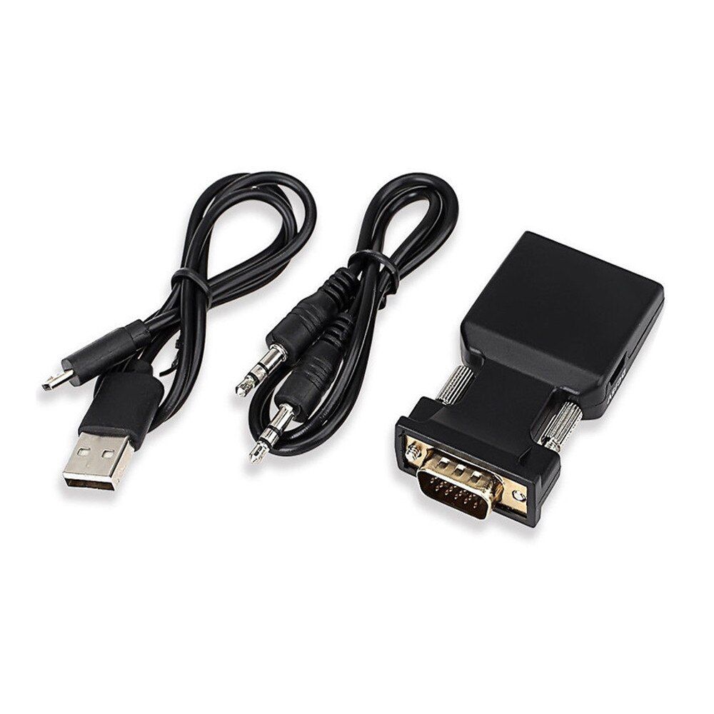 Convertor VGA tata la HDMI mama cu audio si alimentare micro USB, negru