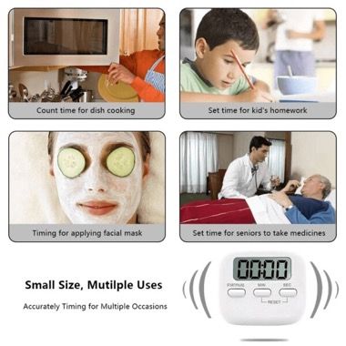 Cronometru digital de bucatarie cu alarma si 3 moduri de fixare, alb 6