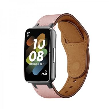 Curea din piele cu telescop quick release pentru Huawei Band 7, roz 3