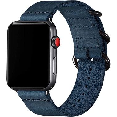 Curea din piele pentru Apple Watch 42 / 44 / 45 / 49 mm, albastru