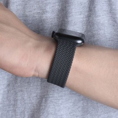 Curea elastica din nylon pentru Apple Watch 42 / 44 mm series 1-6 SE, marime L, negru 6