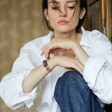 Curea metalica otel inoxidabil pentru Xiaomi Mi Band 7, roz 2