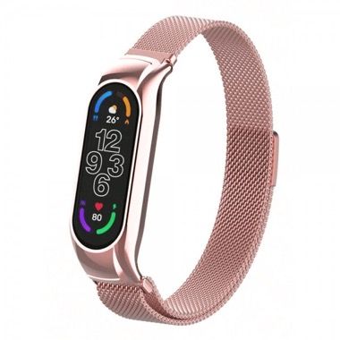 Curea metalica otel inoxidabil pentru Xiaomi Mi Band 7, roz 7