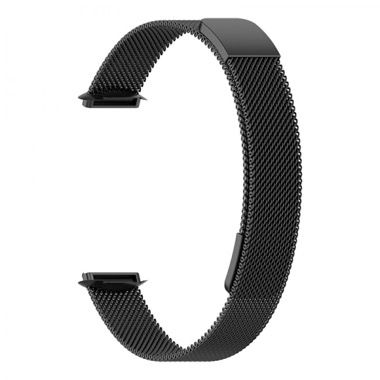 Curea metalica tip plasa cu inchidere magnetica pentru Fitbit Luxe, negru 2