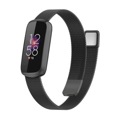 Curea metalica tip plasa cu inchidere magnetica pentru Fitbit Luxe, negru 5