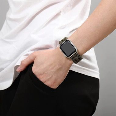 Curea nylon model paracord pentru Apple Watch 42/44/45/49 mm, seria 3-8, SE si Ultra, verde 4