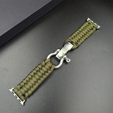 Curea nylon model paracord pentru Apple Watch 42/44/45/49 mm, seria 3-8, SE si Ultra, verde 6