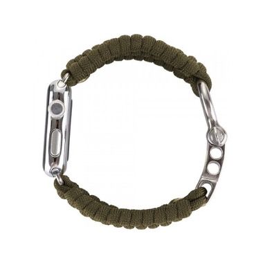 Curea nylon model paracord pentru Apple Watch 42/44/45/49 mm, seria 3-8, SE si Ultra, verde 8