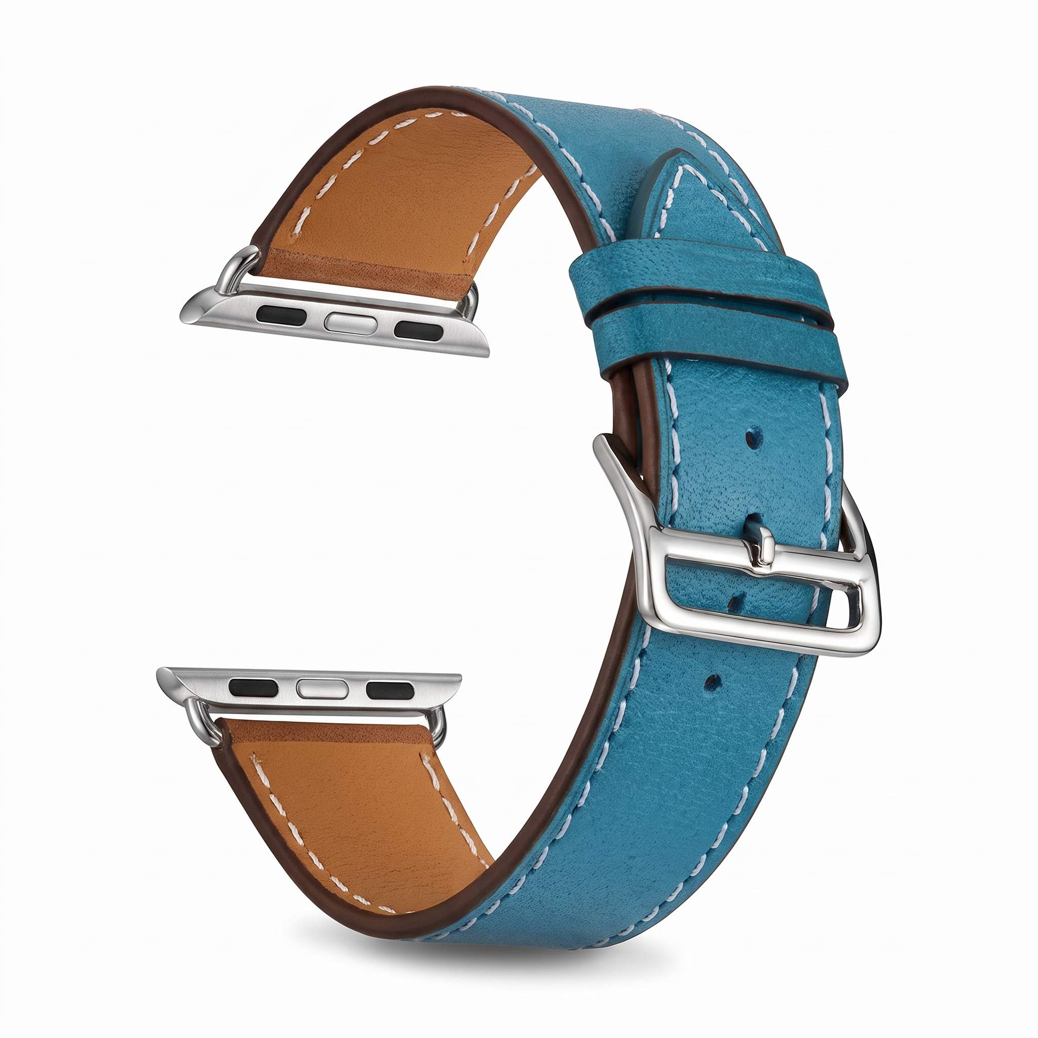 Curea piele pentru Apple Watch 42/44/45/49 mm, seria 3-8, SE si Ultra, albastru