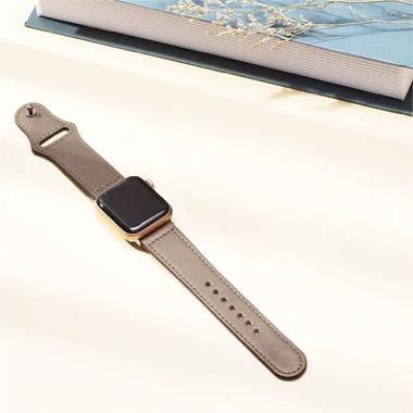 Curea piele pentru Apple Watch 42/44/45/49 mm, seria 3-8, SE si Ultra, gri 7