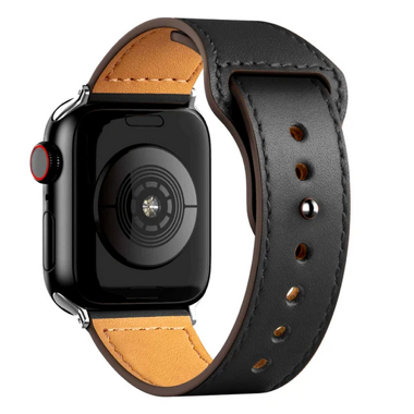 Curea piele pentru Apple Watch 42/44/45/49 mm, seria 3-8, SE si Ultra, negru-rosu 7
