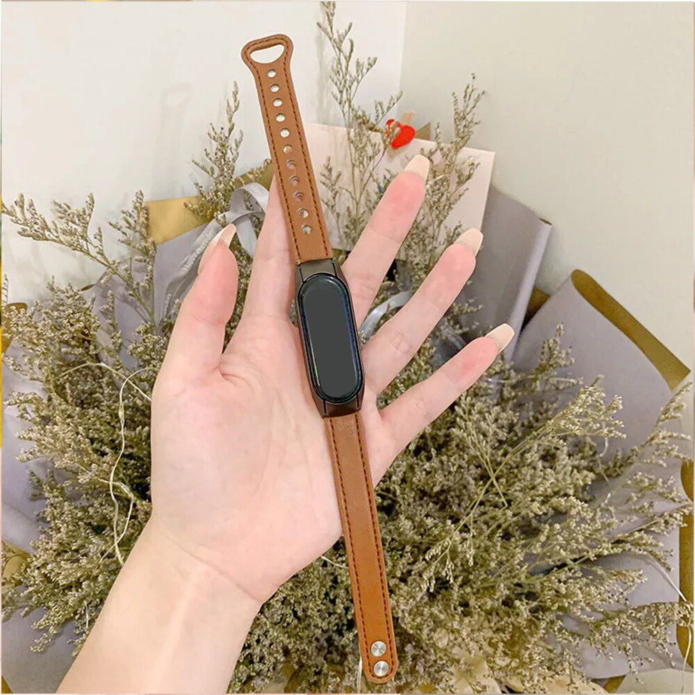 Curea piele pentru Xiaomi Mi Band 7, maro 2