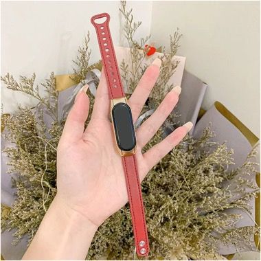 Curea piele pentru Xiaomi Mi Band 7, rosu 2