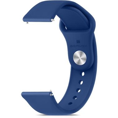 Curea silicon 22 mm pentru Huawei Watch GT 3 / GT 2 si Xiaomi Watch S1, albastru inchis, Bermek 5