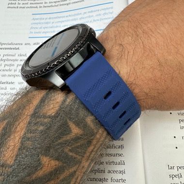 Curea silicon 22 mm pentru Huawei Watch GT 3 / GT 2 si Xiaomi Watch S1, albastru inchis, Bermek 3