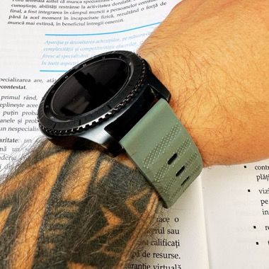 Curea silicon 22 mm pentru Huawei Watch GT 3 / GT 2 si Xiaomi Watch S1, verde, Bermek 2