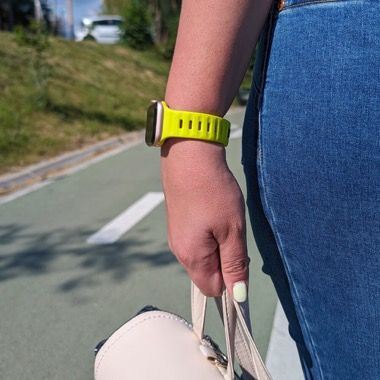 Curea silicon Bermek pentru Apple Watch 38/40/41 mm, quick release, verde lime 5