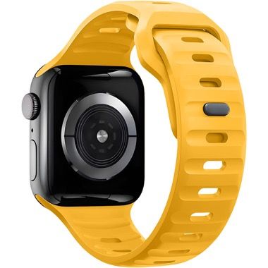 Curea silicon Bermek pentru Apple Watch 38/40/41 mm, quick release, galben 7