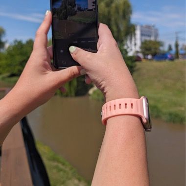 Curea silicon Bermek pentru Apple Watch 38/40/41 mm, quick release, roz 3