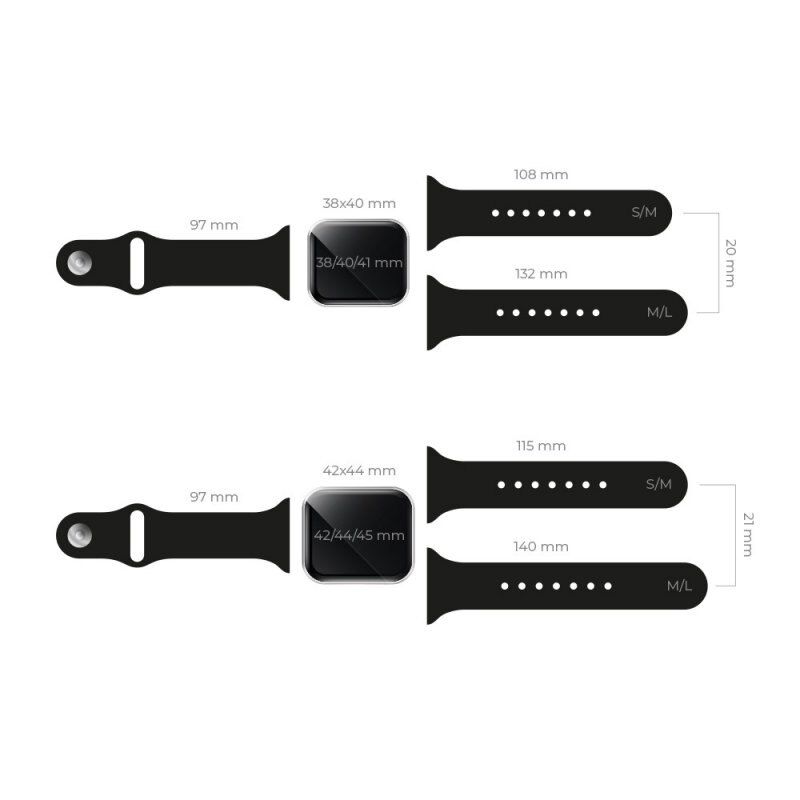 Curea silicon cu carcasa transparenta pentru Apple Watch 7/8 45 mm, negru 3