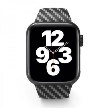 Curea silicon model fibra de carbon pentru Apple Watch 42/44/45/49 mm, seria 3-8, SE si Ultra, negru 5