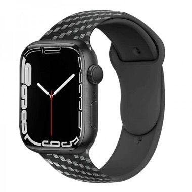 Curea silicon model fibra de carbon pentru Apple Watch 42/44/45/49 mm, seria 3-8, SE si Ultra, negru 7