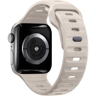 Curea silicon pentru Apple Watch 38 / 40 / 41 mm, seriile 3-9 si SE, starlight, Bermek 7